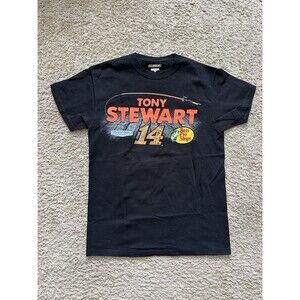 Tony Stewart 2-sided Shirt Mens M Black Nascar Racing Bass Pro Shop Fishing Rod